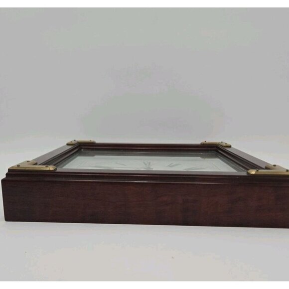 Ethan Allen Wooden Clock Brass Accents Roman Numerals Quartz Made In USA - Picture 11 of 16